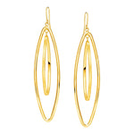 14k Yellow Gold Earrings with Two Elongated Marquise Dangles