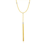 14k Two-Tone Yellow and White Gold Ball and Tassel Necklace