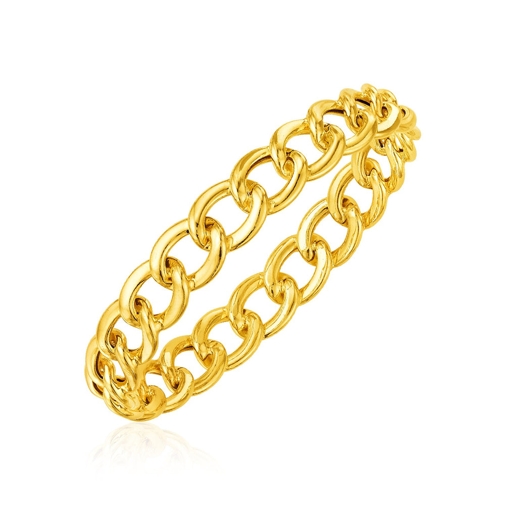 14k Yellow Gold Curb Chain Slip On Bangle