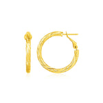 14k Yellow Gold Petite Twisted Round Hoop Earrings