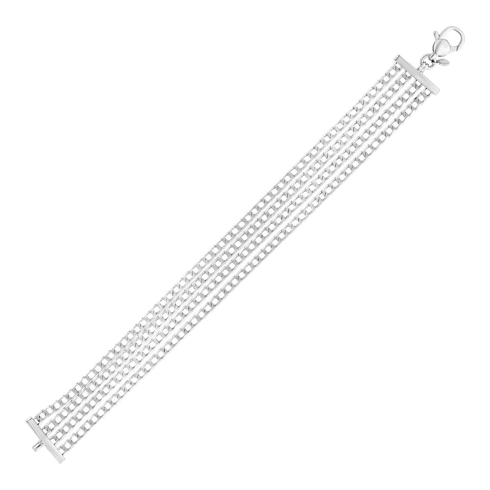 Sterling Silver 7 1/4 inch Four Strand Polished Link Bracelet