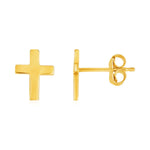 14k Yellow Gold Post Earrings with Crosses