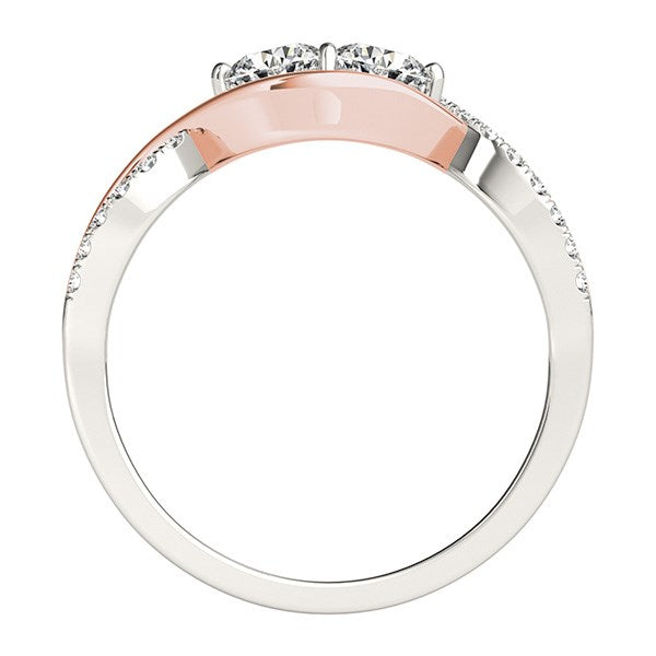 14K White And Rose Gold Infinity Style Two Stone Diamond Ring (5/8 ct. tw.)