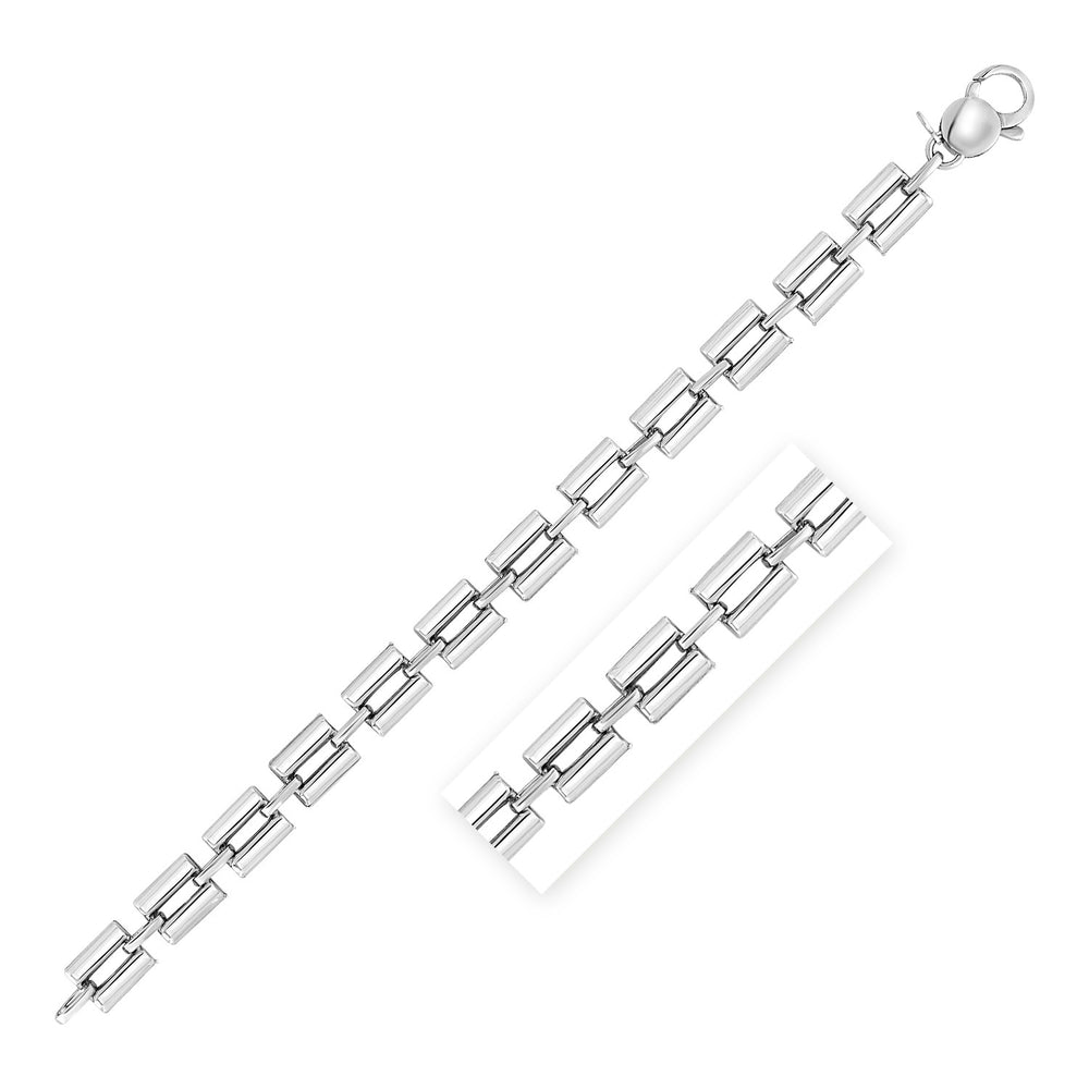 Sterling Silver 7 1/2 Inch Polished Square Link Bracelet