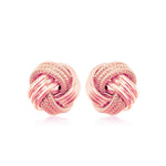 14k Rose Gold Love Knot with Ridge Texture Earrings