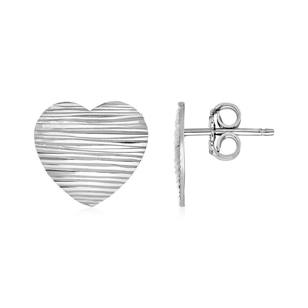 Textured Heart Earrings in Sterling Silver