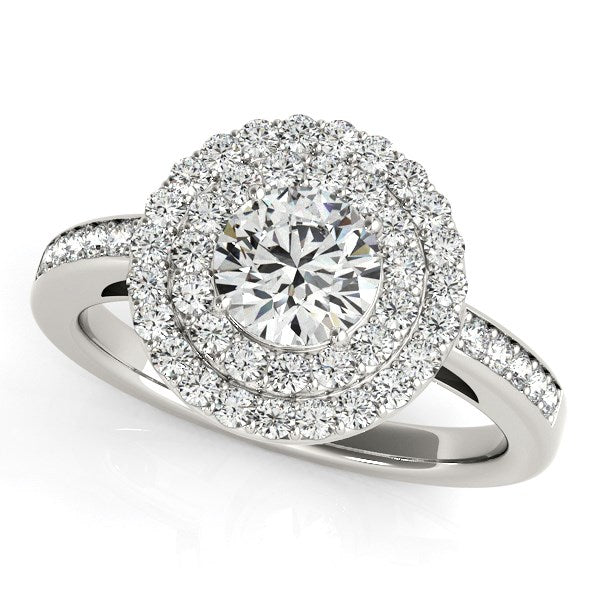 14K White Gold Round with Two-Row Halo Diamond Engagement Ring (1 1/2 ct. tw.)