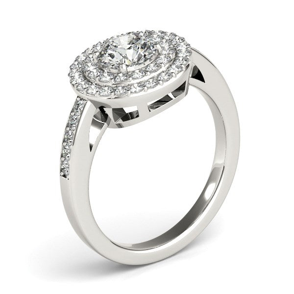 14K White Gold Round with Two-Row Halo Diamond Engagement Ring (1 1/2 ct. tw.)
