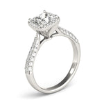 14K White Gold Halo Princess Cut Pave Band Diamond Engagement Ring (1 1/3 ct. tw.)