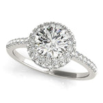 14K White Gold Classic Round Diamond Pave Design Engagement Ring (1 1/2 ct. tw.)