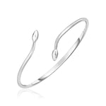 Sterling Silver Leaf Motif Bypass Bangle