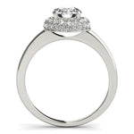 Round Cut Diamond Engagement Ring with Pave Halo Stones in 14K White Gold (1 3/8 ct. tw.)