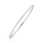 14k White Gold Concave Motif Thin  Stackable Bangle