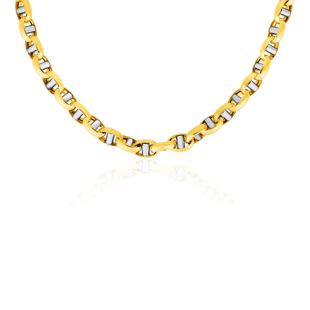 14k Two-Toned Yellow and White Gold Link Men's Necklace