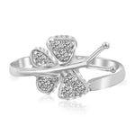 Sterling Silver Rhodium Finished Butterfly Toe Ring with White Cubic Zirconia