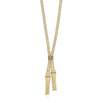 14k Two Tone Gold Ladder Style Beaded Necklace