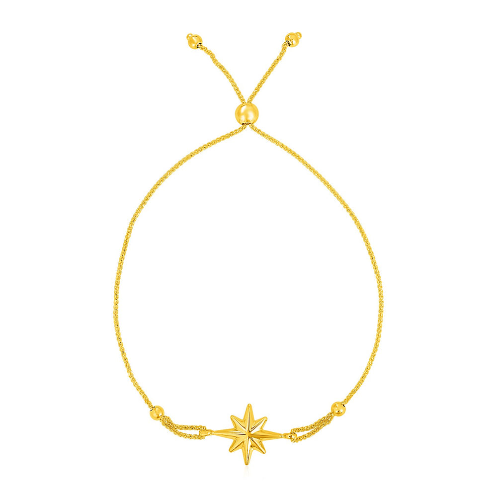 14k Yellow Gold Adjustable Bracelet with Polished Star