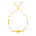 14k Yellow Gold Adjustable Bracelet with Polished Star