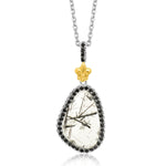 18k Yellow Gold & Sterling Silver Style Rutilated Quartz Pendant