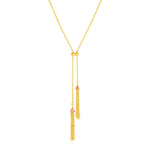 14k Two Tone Gold Lariat Necklace with Tassels