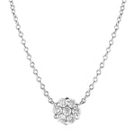 14k White Gold Necklace with Round Pendant with Diamonds