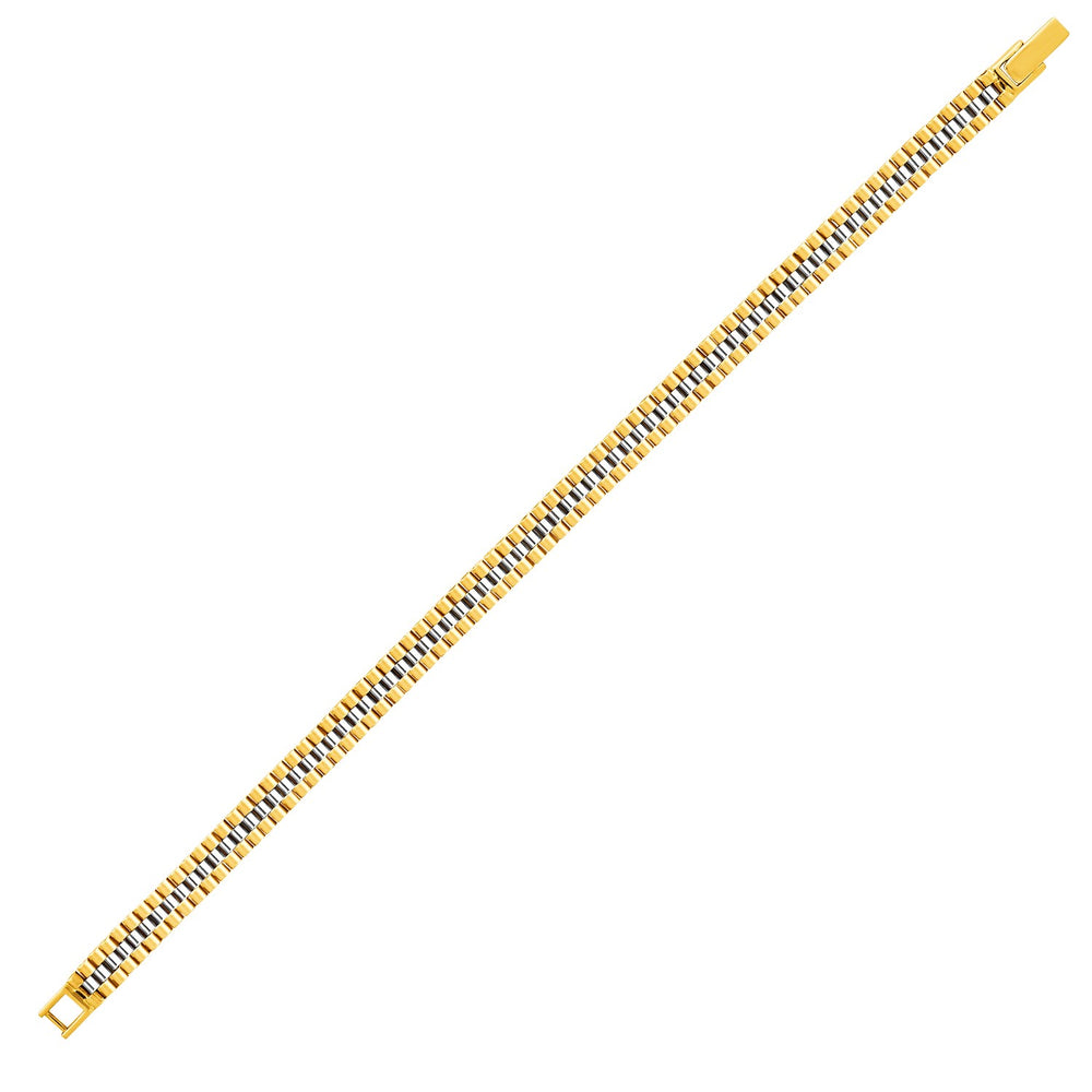 14k Two-Toned Yellow and White Gold Panther Link Bracelet