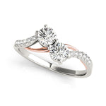 Round Two Stone Diamond Ring with Curved Band in 14K White And Rose Gold (5/8 ct. tw.)