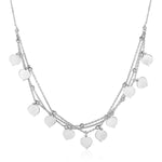 Sterling Silver 18 inch Multiple Chain Necklace with Polished Hearts