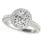 14K White Gold Classic Round Cut with Pave Halo Diamond Engagement Ring (1 1/2 ct. tw.)