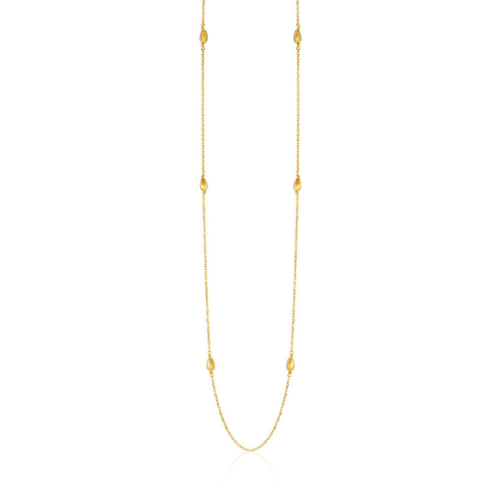 14k Two-Tone Yellow and White Gold Necklace with Teardrop Motifs