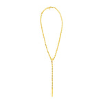 14k Yellow Gold 18 inch Lariat Necklace with Polished Bar and Circles