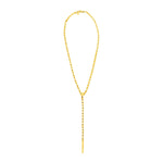 14k Yellow Gold 18 inch Lariat Necklace with Polished Bar and Circles