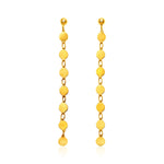 14k Yellow Gold Long Post Earrings with Polished Circles