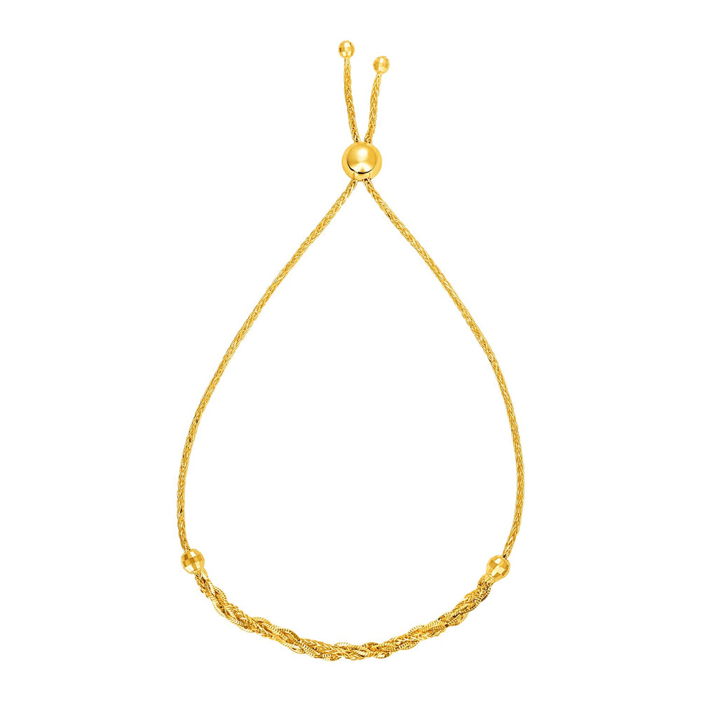 Adjustable Textured Chain Bracelet in 14k Yellow Gold