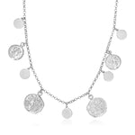 Sterling Silver 18 inch Necklace with Roman Coins and Polished Circle Charms