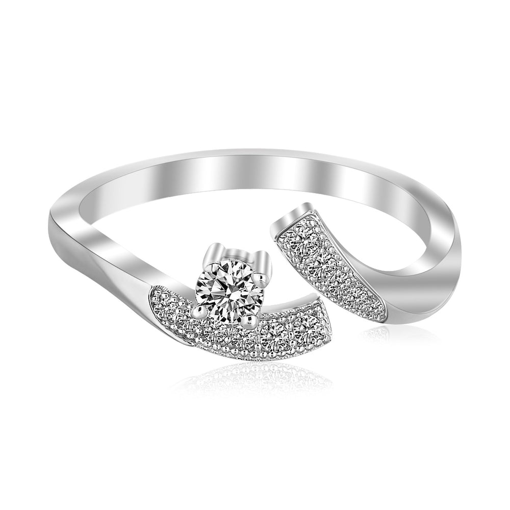 Sterling Silver White Cubic Zirconia Accented Toe Ring with Rhodium Plating