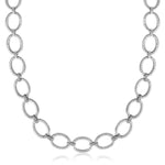 Sterling Silver Rhodium Plated Diamond Accented Rope Oval Necklace (.26cttw)