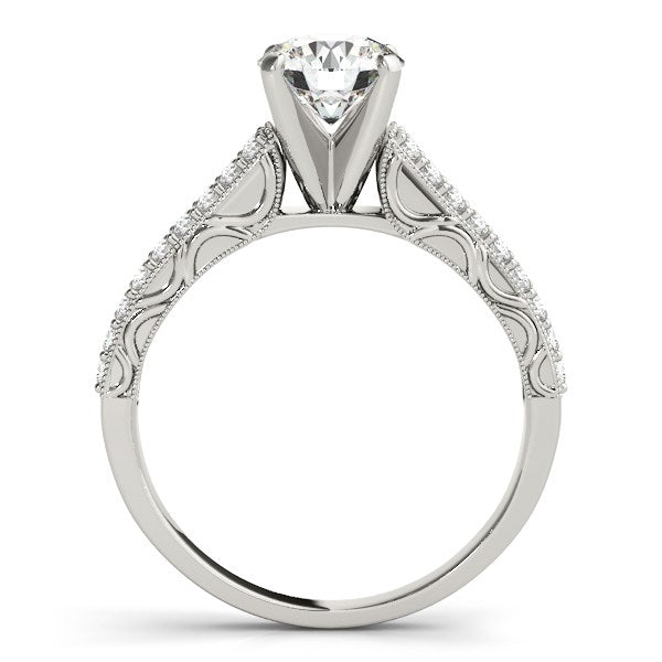 14K White Gold Pronged Round Diamond Antique Style Engagement Ring (1 1/3 ct. tw.)