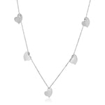 Sterling Silver 24 inch Necklace with Polished Heart Dangles
