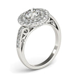 14K White Gold Round Diamond with Two-Row Pave Border Engagement Ring (2 ct. tw.)