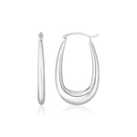 Sterling Silver Polished Puffed Rounded Square Hoop Earrings