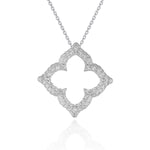 14k White Gold Diamond Cut-out Flower Pendant (1/3 cttw)