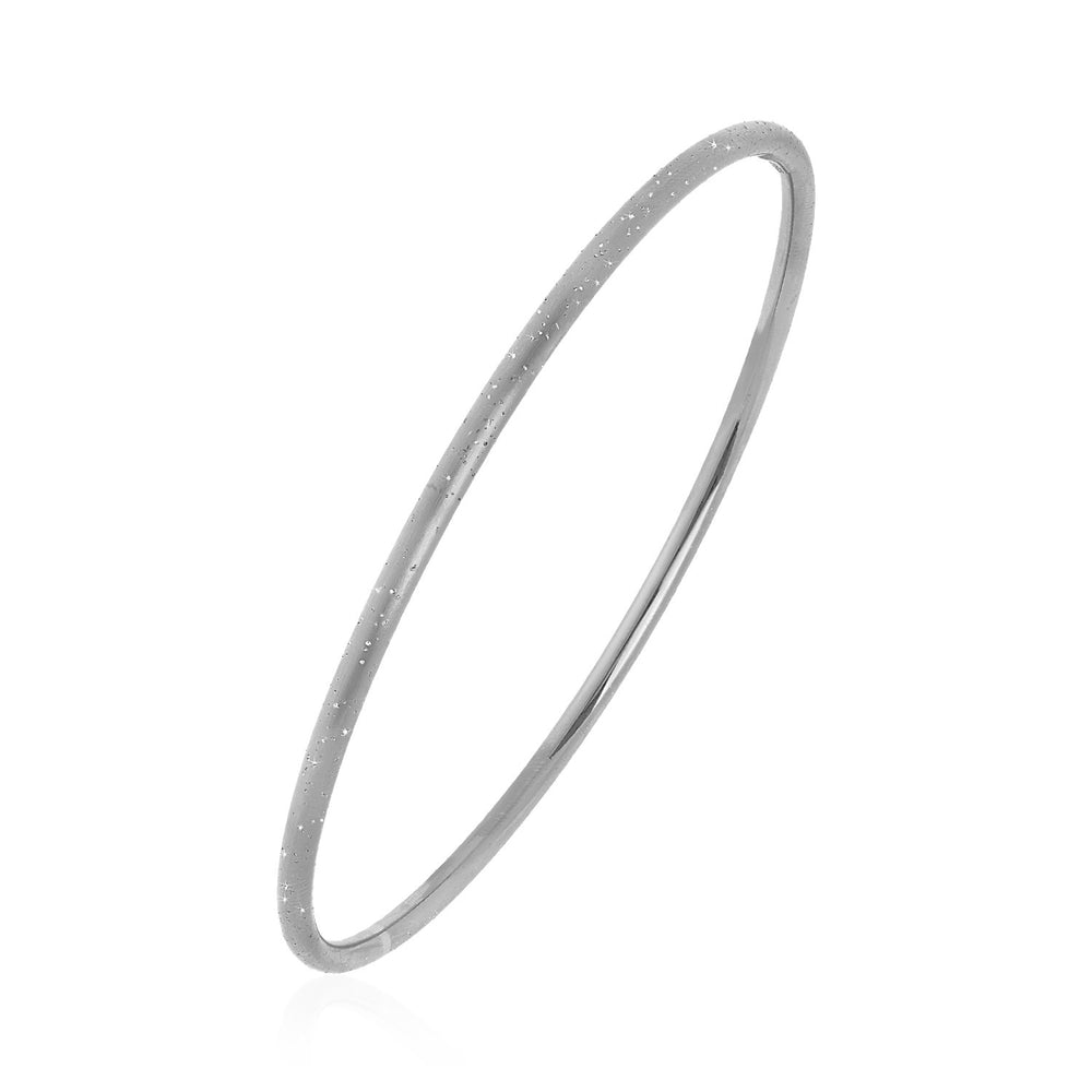 Textured Bangle with White Finish in Sterling Silver