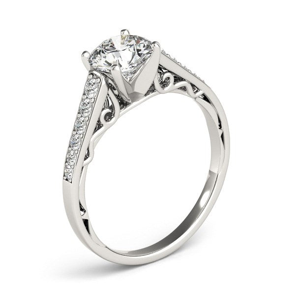 14K White Gold Cathedral Design Single Row Round Diamond Engagement Ring (1 1/4 ct. tw.)