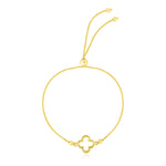 14k Yellow Gold Adjustable Open Quatrefoil Bracelet