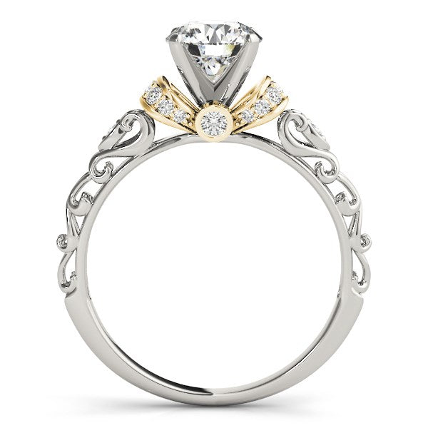 14K White And Yellow Gold Antique Style Round Diamond Engagement Ring (1 1/8 ct. tw.)