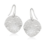 14k White Gold Fancy Textured Weave Earrings