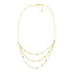 14k Tri Color Gold Three Part Necklace with Polished Cubes