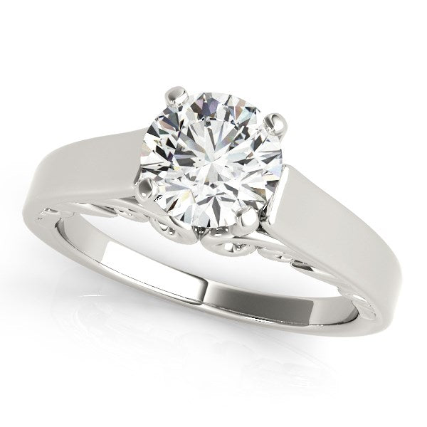 14K White Gold Antique Style Solitaire Round Diamond Engagement Ring (1 ct. tw.)