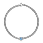 Popcorn Texture Necklace with Blue Topaz and Diamonds in Sterling Silver
